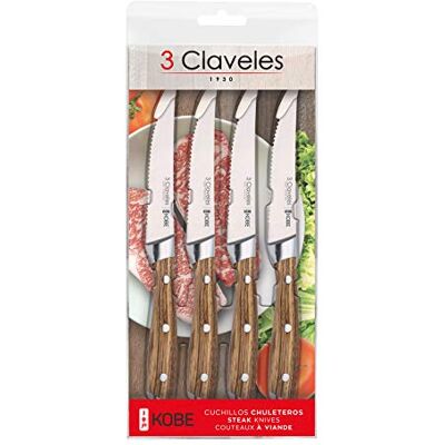 3 Claveles Set van 4 Kobe steakmessen 11,5 cm 4,5 3 Claveles Set van 4 Kobe steakmessen 11,5 cm 4,5