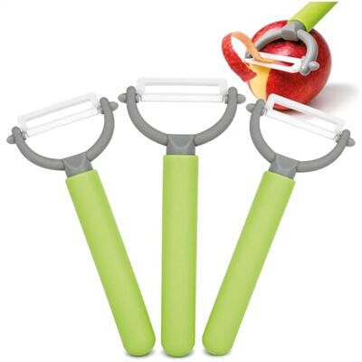 com-four ® 3 x dunschiller met keramisch lemmet voor groenten en fruit bijzonder scherpe universele dunschiller roestvrijstalen dunschiller dunschiller met pendelmes (3 stuks groen) com-four ® 3 x dunschiller met keramisch lemmet voor groenten en fruit bijzonder scherpe universele dunschiller roestvrijstalen dunschiller dunschiller met pendelmes (3 stuks groen)