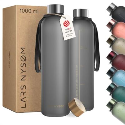 LARS NYSØM Drinkfles 1l Waterfles 1000ml BPA-vrij Ultralichte Tritan Sportfles lekvrij, geschikt voor koolzuur Ideaal voor sport, kantoor, yoga, kinderen Inclusief 2 deksels LARS NYSØM Drinkfles 1l Waterfles 1000ml BPA-vrij Ultralichte Tritan Sportfles lekvrij, geschikt voor koolzuur Ideaal voor sport, kantoor, yoga, kinderen Inclusief 2 deksels