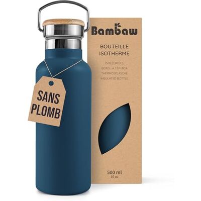 Bambaw Drinkfles, 500 ml, roestvrij staal, hoogwaardige thermosfles, 500 ml, met brede opening, gemakkelijk te reinigen en geschikt voor theeballen, gemakkelijk te vervoeren (saffierblauw) Bambaw Drinkfles, 500 ml, roestvrij staal, hoogwaardige thermosfles, 500 ml, met brede opening, gemakkelijk te reinigen en geschikt voor theeballen, gemakkelijk te vervoeren (saffierblauw)