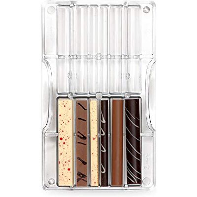 Decora 0050139 Professionele chocoladevorm, staafjes en voeten, 12 holtes, 90 x 10/15 x H 10 cm, van polycarbonaat, ideaal voor het maken van glanzende chocolade, professioneel design, gemaakt van Decora 0050139 Professionele chocoladevorm, staafjes en voeten, 12 holtes, 90 x 10/15 x H 10 cm, van polycarbonaat, ideaal voor het maken van glanzende chocolade, professioneel design, gemaakt van