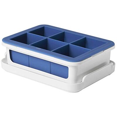 OXO Good Grips Waterdichte ijsblokjeshouder met deksel voor grote Grote overdekte ijsblokjesvorm van zachte siliconen, gemakkelijk uit de vorm te halen, steunbasis, ideaal voor cocktails OXO Good Grips Waterdichte ijsblokjeshouder met deksel voor grote Grote overdekte ijsblokjesvorm van zachte siliconen, gemakkelijk uit de vorm te halen, steunbasis, ideaal voor cocktails