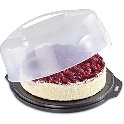 Xavax Hama transportbox voor een taart (ronde taartbox, Ø 31,5 x 8 cm, met scheidingswand, afdekking en serveervakken, serveergedeelte en taart), antraciet/transparant Xavax Hama transportbox voor een taart (ronde taartbox, Ø 31,5 x 8 cm, met scheidingswand, afdekking en serveervakken, serveergedeelte en taart), antraciet/transparant