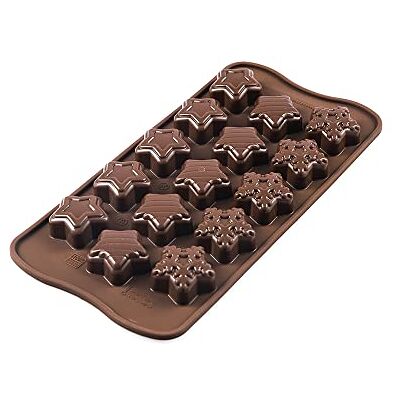 silikomart Winter Stars scg 45 siliconen chocoladevorm uit de lijn Easy Choc van 22.145.77.0065 silikomart Winter Stars scg 45 siliconen chocoladevorm uit de lijn Easy Choc van 22.145.77.0065