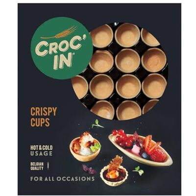 CROC'IN Eetbare schalen om neutraal te garneren – taartbodem voor gebak of aperitief – handgemaakt & veganistisch – 60 stuks CROC'IN Eetbare schalen om neutraal te garneren – taartbodem voor gebak of aperitief – handgemaakt & veganistisch – 60 stuks
