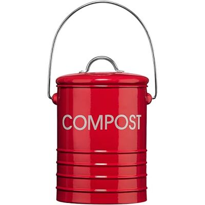 Premier Housewares 0510018 compostbak met handvat, rood Premier Housewares 0510018 compostbak met handvat, rood