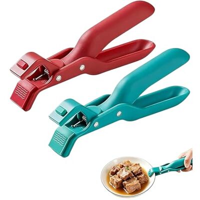YEDPGUE Set van 2 brandwerende klemmen van siliconen, rood en blauw, hittebestendig tot 220 °C, antislip, vaatwasmachinebestendig, voor kommen, borden, pannen en hotpot YEDPGUE Set van 2 brandwerende klemmen van siliconen, rood en blauw, hittebestendig tot 220 °C, antislip, vaatwasmachinebestendig, voor kommen, borden, pannen en hotpot