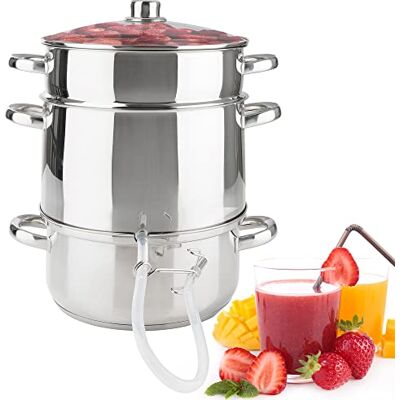 Arebos Vruchtenpers Stoomextractor Juicer Extractor Roestvrij Staal Ø 26cm 15 L Grijs 42 cm in Hoogte Arebos Vruchtenpers Stoomextractor Juicer Extractor Roestvrij Staal Ø 26cm 15 L Grijs 42 cm in Hoogte