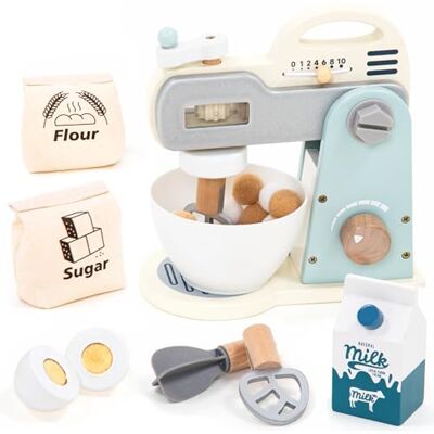 umu ® Mixer Houten speelset met mengkom, garde, ingrediënten en meer, keukenmixerset voor kinderen, 10-delig, keukenaccessoires voor kleine koks vanaf 3, 4, 5 umu ® Mixer Houten speelset met mengkom, garde, ingrediënten en meer, keukenmixerset voor kinderen, 10-delig, keukenaccessoires voor kleine koks vanaf 3, 4, 5
