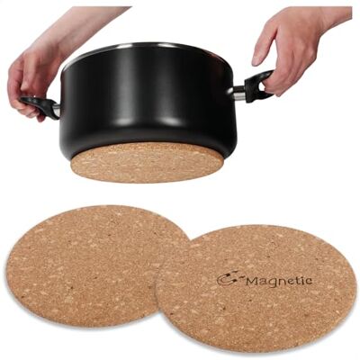 com-four 2 x magnetische onderzetter van kurk, hittebestendig, ronde onderzetter voor potten en pannen Ø 21 cm, hittebestendige kurkonderzetters com-four 2 x magnetische onderzetter van kurk, hittebestendig, ronde onderzetter voor potten en pannen Ø 21 cm, hittebestendige kurkonderzetters