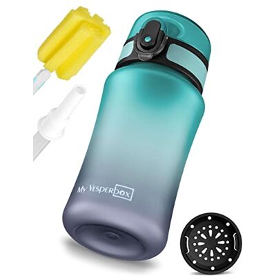 My Vesperbox Minny Drinkfles voor kinderen, lekvrij, 350 ml, met rietje of zeef, lichte Tritan waterfles, BPA-vrij, voor de kleuterklas, school (grijs, blauw, 350 ml) My Vesperbox Minny Drinkfles voor kinderen, lekvrij, 350 ml, met rietje of zeef, lichte Tritan waterfles, BPA-vrij, voor de kleuterklas, school (grijs, blauw, 350 ml)