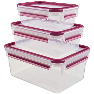 Emsa Clip & Close vershouddozen 515584 3-delige set 0,55/1,00/2,20 l 100% dicht speciale versheidsafdichting Vaatwasser-, magnetron- en vriesbestendig framboos/transparant Emsa Clip & Close vershouddozen 515584 3-delige set 0,55/1,00/2,20 l 100% dicht speciale versheidsafdichting Vaatwasser-, magnetron- en vriesbestendig framboos/transparant