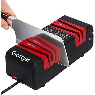 Gorger Elektrische messenslijper, chef-kok, 3-in-1, professionele messenslijper, voor keukenmessen, schaar, schroevendraaier (zwart) Gorger Elektrische messenslijper, chef-kok, 3-in-1, professionele messenslijper, voor keukenmessen, schaar, schroevendraaier (zwart)