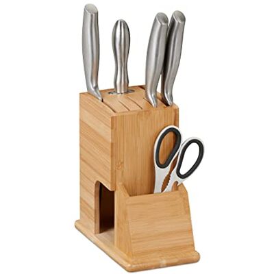 Relaxdays Messenblok ongevuld, messenrek met brede messen, universele organizer, bamboe, natuur Relaxdays Messenblok ongevuld, messenrek met brede messen, universele organizer, bamboe, natuur