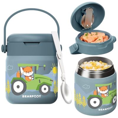 BEARFOOT Thermoscontainer voor kinderen, roestvrij staal, 500 ml, BPA-vrij, vossentractor, blauw BEARFOOT Thermoscontainer voor kinderen, roestvrij staal, 500 ml, BPA-vrij, vossentractor, blauw