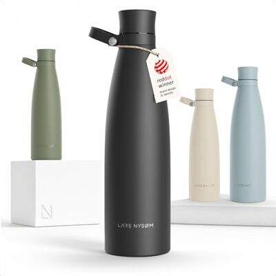 LARS NYSØM 1000 ml roestvrijstalen waterfles, BPA-vrije geïsoleerde fles van 1 liter, lekvrije waterfles voor sporten, fietsen, honden, baby's, kinderen (zwart onyx, 1000 ml) LARS NYSØM 1000 ml roestvrijstalen waterfles, BPA-vrije geïsoleerde fles van 1 liter, lekvrije waterfles voor sporten, fietsen, honden, baby's, kinderen (zwart onyx, 1000 ml)