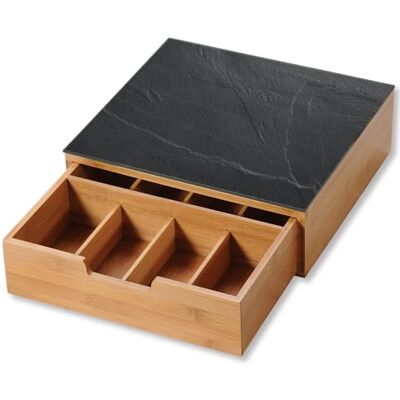 Kesper 58951 Doos met lade en 8 vakken, koffiecapsuledoos, theedoos, theedoos Kesper 58951 Doos met lade en 8 vakken, koffiecapsuledoos, theedoos, theedoos