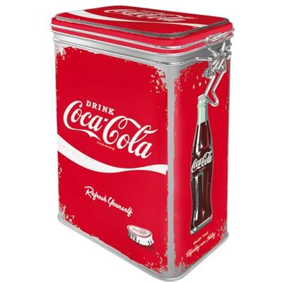 ART Coca-Cola Retro koffieblik, 1,3 liter, Refresh Yourself, cadeau-idee voor colafans, officieel gelicentieerd product (OLP), container met aromadeksel, vintage design ART Coca-Cola Retro koffieblik, 1,3 liter, Refresh Yourself, cadeau-idee voor colafans, officieel gelicentieerd product (OLP), container met aromadeksel, vintage design