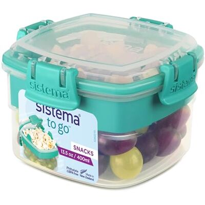 Sistema Snacks To Go Vershouddoos met vakken, verschillende kleuren, 400 ml, BPA-vrij Sistema Snacks To Go Vershouddoos met vakken, verschillende kleuren, 400 ml, BPA-vrij