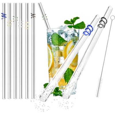 com-four ® 6 x glazen rietjes, herbruikbare glazen rietjes met borstel Milieuvriendelijke buizen voor dranken en smoothies com-four ® 6 x glazen rietjes, herbruikbare glazen rietjes met borstel Milieuvriendelijke buizen voor dranken en smoothies