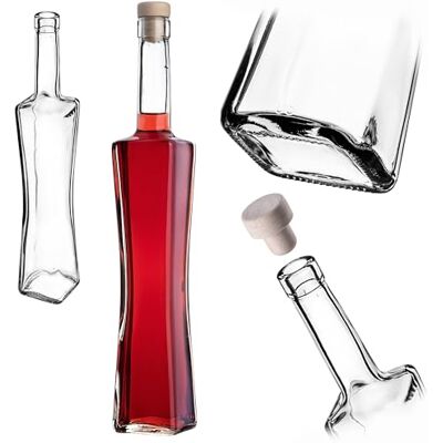 KADAX Likeurflessen, 500 ml, lege glazen flessen met kurk, vierkant, om te vullen met likeur, wijn, alcoholflessen, wijnflessen KADAX Likeurflessen, 500 ml, lege glazen flessen met kurk, vierkant, om te vullen met likeur, wijn, alcoholflessen, wijnflessen