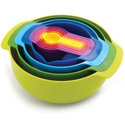 Joseph Joseph Nest 9 Plus, compacte set met slakommen, kommen, zeven, vergiet en doseerders, meerkleurig Joseph Joseph Nest 9 Plus, compacte set met slakommen, kommen, zeven, vergiet en doseerders, meerkleurig