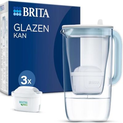 Brita MAXTRA glazen waterfilterkan, 3 x Pure Performance filters Lichtblauw (2,5 l) premium glas kan met klapdeksel en Smart Light, vermindert PFAS, chloor, metaal en meer Brita MAXTRA glazen waterfilterkan, 3 x Pure Performance filters Lichtblauw (2,5 l) premium glas kan met klapdeksel en Smart Light, vermindert PFAS, chloor, metaal en meer