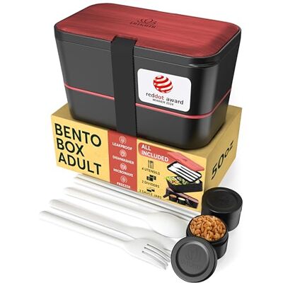 Umami Bento Lunchbox, bestek en 2 sauspotten inbegrepen, Bento Box, magnetronlunchbox, lunchbox voor volwassenen, inbouwbox, 4 vakken, Bento Box, lunchbox Umami Bento Lunchbox, bestek en 2 sauspotten inbegrepen, Bento Box, magnetronlunchbox, lunchbox voor volwassenen, inbouwbox, 4 vakken, Bento Box, lunchbox