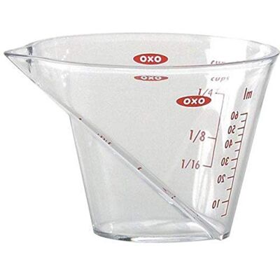 OXO Good Grips Afgeschuinde mini maatbeker 60 ml EU-versie OXO Good Grips Afgeschuinde mini maatbeker 60 ml EU-versie
