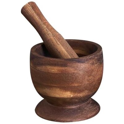HOME DECO FACTORY , KA6332 Vijzel en stamper van acacia, ergonomisch keukengerei voor het hakken en pletten, gemakkelijk te reinigen, elegant design, 12 cm, natuurlijk bruin HOME DECO FACTORY , KA6332 Vijzel en stamper van acacia, ergonomisch keukengerei voor het hakken en pletten, gemakkelijk te reinigen, elegant design, 12 cm, natuurlijk bruin