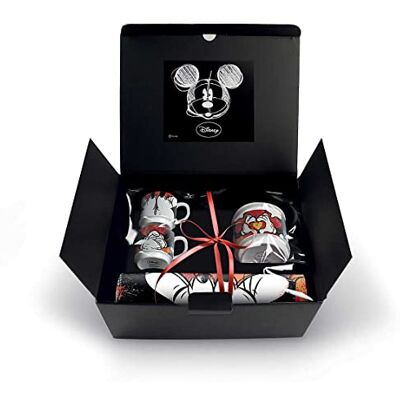 Egan Set van 2 stapelbare Mickey koffiekopjes met suikerpot en placemat Egan Set van 2 stapelbare Mickey koffiekopjes met suikerpot en placemat