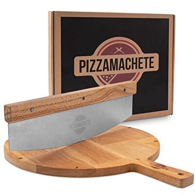 PIZZAMACHETE Pizza Roulette + plank, set bestaande uit weegmes en pizzaplaat, accessoires met roestvrijstalen snijder PIZZAMACHETE Pizza Roulette + plank, set bestaande uit weegmes en pizzaplaat, accessoires met roestvrijstalen snijder