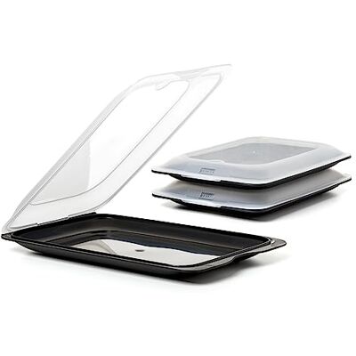 TATAY Cocktail Set van 3 onderzetters en voedselcontainers, BPA-vrij, herbruikbaar, stapelbaar, vaatwasmachinebestendig en magnetronbestendig, kleur zwart, afmetingen 17 x 3,2 x 25,2 cm TATAY Cocktail Set van 3 onderzetters en voedselcontainers, BPA-vrij, herbruikbaar, stapelbaar, vaatwasmachinebestendig en magnetronbestendig, kleur zwart, afmetingen 17 x 3,2 x 25,2 cm