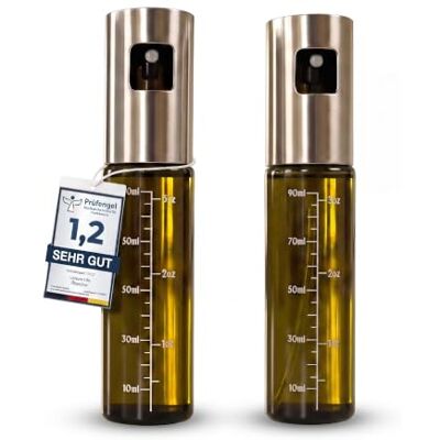 Leisure Life Set van 2 oliesproeiers 1 mm roestvrijstalen mantel UV-beschermend glas BPA-vrij 100 ml (Jade Green & Jade Green UV) Leisure Life Set van 2 oliesproeiers 1 mm roestvrijstalen mantel UV-beschermend glas BPA-vrij 100 ml (Jade Green & Jade Green UV)
