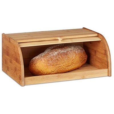 Relaxdays Broodtrommel (h x b x d): 16,5 x 40 x 27,5 cm, keuken, van Bamboehout met Schuifdeksel, naturel Relaxdays Broodtrommel (h x b x d): 16,5 x 40 x 27,5 cm, keuken, van Bamboehout met Schuifdeksel, naturel