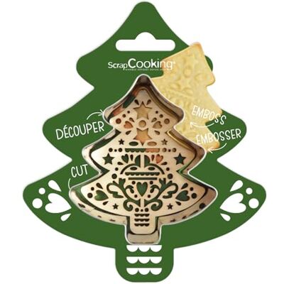 ScrapCooking 2092 Snijder + Embosser-set van dennenhout Kerst uitsteekvorm van roestvrij staal voor koekjes in reliëf Vorm accessoires voor gebak zandkoekjes 2092 ScrapCooking 2092 Snijder + Embosser-set van dennenhout Kerst uitsteekvorm van roestvrij staal voor koekjes in reliëf Vorm accessoires voor gebak zandkoekjes 2092