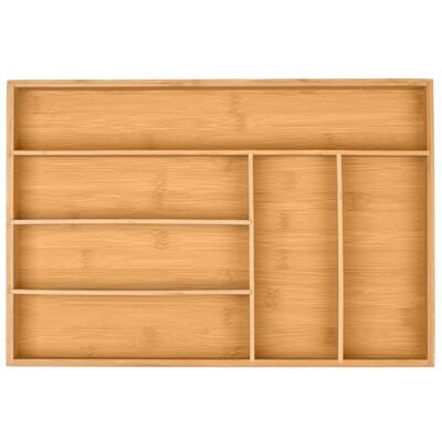 Relaxdays Bestekbak, 6 vakken, bamboe, bestek en keukengerei, h x b x d: ca. 5 x 44,5 x 30 cm, naturel Relaxdays Bestekbak, 6 vakken, bamboe, bestek en keukengerei, h x b x d: ca. 5 x 44,5 x 30 cm, naturel