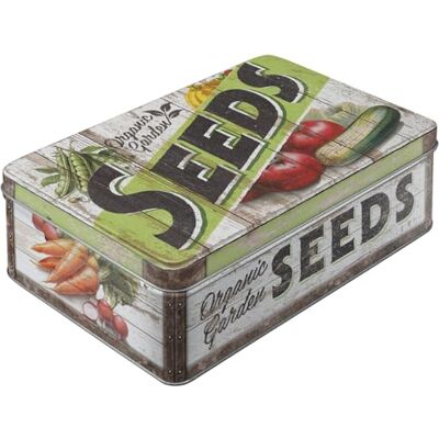 ART Garden Seeds Retro metalen doos, plat, 2,5 liter koekjesdoos, vintage design, cadeau-idee voor tuinders ART Garden Seeds Retro metalen doos, plat, 2,5 liter koekjesdoos, vintage design, cadeau-idee voor tuinders