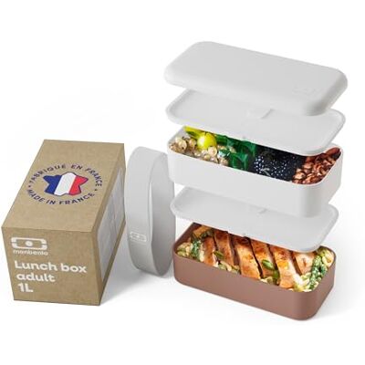 monbento Originele lunchbox wit/roze magnetron voor volwassenen 2 etages ideaal voor werk / picknick BPA-vrij gemaakt in Frankrijk tweekleurig monbento Originele lunchbox wit/roze magnetron voor volwassenen 2 etages ideaal voor werk / picknick BPA-vrij gemaakt in Frankrijk tweekleurig