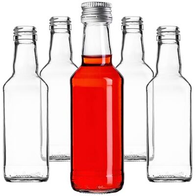 KADAX Set van 10 glazen flessen om te vullen, 200 ml, lege likeurflessen met schroefsluiting, flessen voor likeuren, sterke drank (zilver) KADAX Set van 10 glazen flessen om te vullen, 200 ml, lege likeurflessen met schroefsluiting, flessen voor likeuren, sterke drank (zilver)