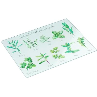 Tala Snijplank van gehard glas, 30 x 40 cm, motief kruiden Antislip, hittebestendige werkbladbescherming voor het snijden, bereiden of serveren van gerechten. Tala Snijplank van gehard glas, 30 x 40 cm, motief kruiden Antislip, hittebestendige werkbladbescherming voor het snijden, bereiden of serveren van gerechten.