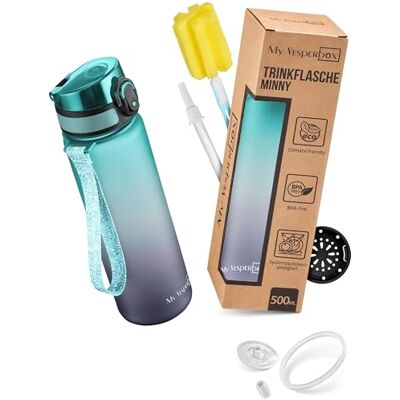 My Vesperbox Minny Drinkfles voor kinderen, lekvrij, 500 ml, met rietje of zeef, lichte Tritan-waterfles, BPA-vrij, voor de kleuterklas, school (grijs/blauw, 500 ml) My Vesperbox Minny Drinkfles voor kinderen, lekvrij, 500 ml, met rietje of zeef, lichte Tritan-waterfles, BPA-vrij, voor de kleuterklas, school (grijs/blauw, 500 ml)