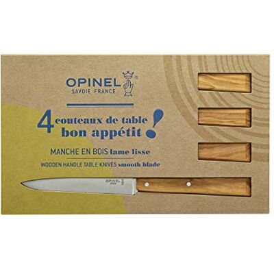 OPINEL Doos met 4 tafelmessen nr. 125 Bon Appétit Sud lemmet van roestvrij staal handvat van olijfhout levenslange garantie gemaakt in Frankrijk natuurlijke kleur OPINEL Doos met 4 tafelmessen nr. 125 Bon Appétit Sud lemmet van roestvrij staal handvat van olijfhout levenslange garantie gemaakt in Frankrijk natuurlijke kleur