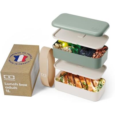 monbento Bento box MB Original Natural Lunchtrommel met compartimenten Lekvrije luchbox met 2 lagen Ideaal voor Werk/School Vrij van BPA Duurzaam en Veilig Made In France Groen monbento Bento box MB Original Natural Lunchtrommel met compartimenten Lekvrije luchbox met 2 lagen Ideaal voor Werk/School Vrij van BPA Duurzaam en Veilig Made In France Groen