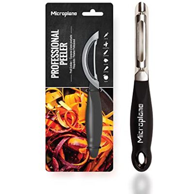 Microplane Dunschiller met draaibaar lemmet van roestvrij staal, past zich aan links- en rechtshandigen aan Microplane Dunschiller met draaibaar lemmet van roestvrij staal, past zich aan links- en rechtshandigen aan