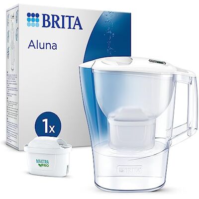 Brita Aluna filterkaraf wit (2,4 l) incl. 1 MAXTRA Pro All-in-1 waterfilterpatroon vermindert kalk, chloor, bepaalde onzuiverheden en metalen tijdweergave, eco-verpakking Brita Aluna filterkaraf wit (2,4 l) incl. 1 MAXTRA Pro All-in-1 waterfilterpatroon vermindert kalk, chloor, bepaalde onzuiverheden en metalen tijdweergave, eco-verpakking