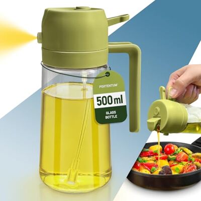 PORTENTUM 500 ml 2-in-1 luchtfriteuse oliesproeier, flessendispenser en oliesproeier, accessoires airfryer voedselvernevelaar en sproeier (groen) PORTENTUM 500 ml 2-in-1 luchtfriteuse oliesproeier, flessendispenser en oliesproeier, accessoires airfryer voedselvernevelaar en sproeier (groen)