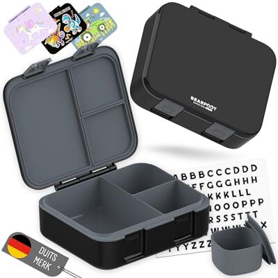 BEARFOOT Bento Box COMPACT BPA-vrije broodtrommel voor kinderen voor school & kleuterschool Lekvrije lunchbox voor meisjes & jongens (Zwart, 1.000 ml) BEARFOOT Bento Box COMPACT BPA-vrije broodtrommel voor kinderen voor school & kleuterschool Lekvrije lunchbox voor meisjes & jongens (Zwart, 1.000 ml)
