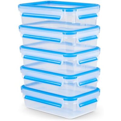 Emsa Clip & Close Clip&Close Opbergdozen, rechthoekig, kunststof, 0,8 l, blauw, 5 stuks Emsa Clip & Close Clip&Close Opbergdozen, rechthoekig, kunststof, 0,8 l, blauw, 5 stuks