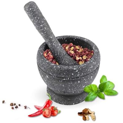 HERCHR Handmatige vijzel en stamperset, guacamole kom, stamperset voor het malen van guacamole, specerijen (zwart) HERCHR Handmatige vijzel en stamperset, guacamole kom, stamperset voor het malen van guacamole, specerijen (zwart)